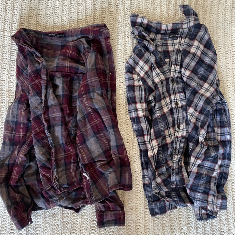 Brandy Melville Burgundy Plaid Flannel Shirt